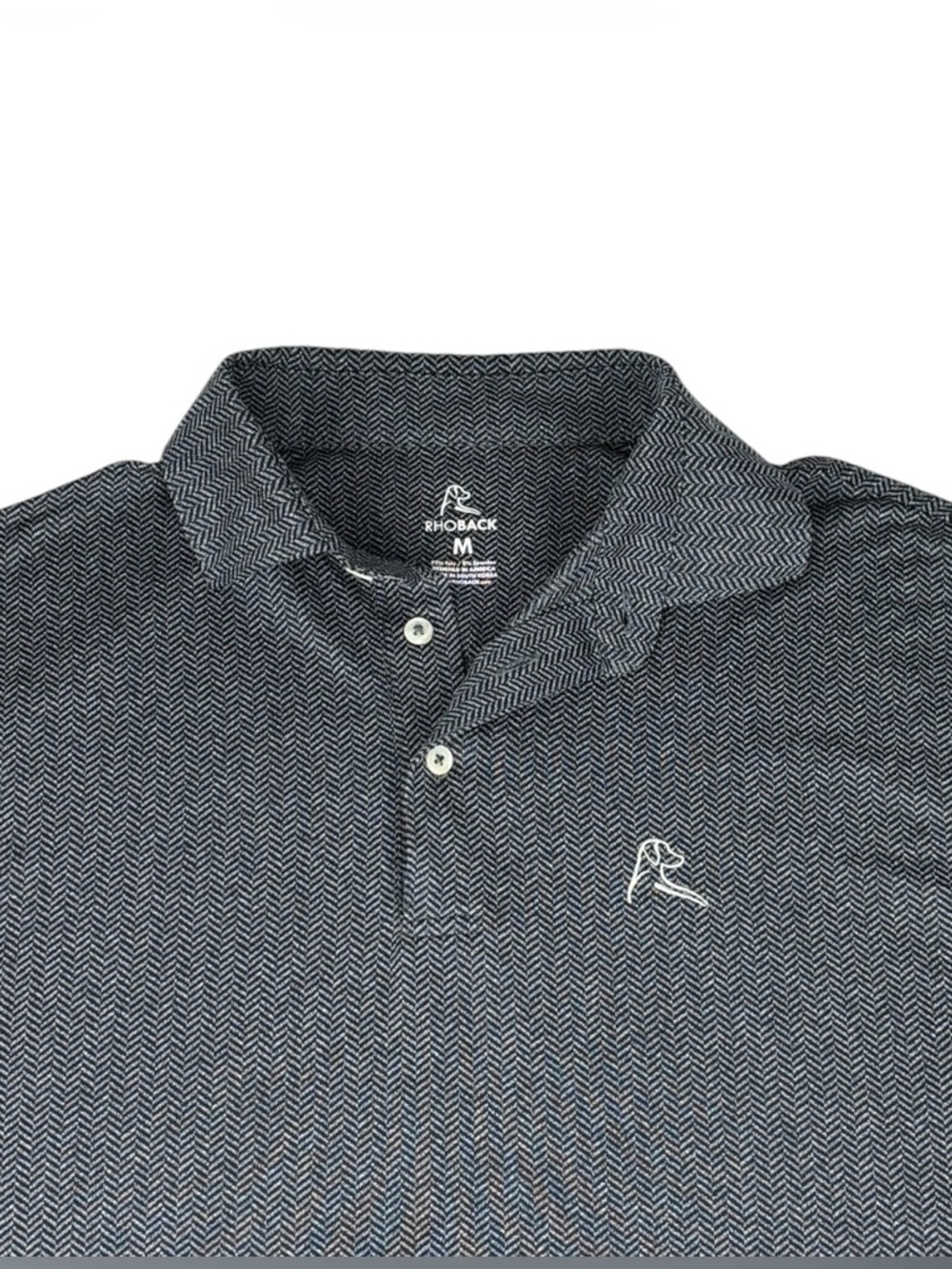 Rhoback Men's Performance Polo Shirt Size Medium Herringbone Gray Black